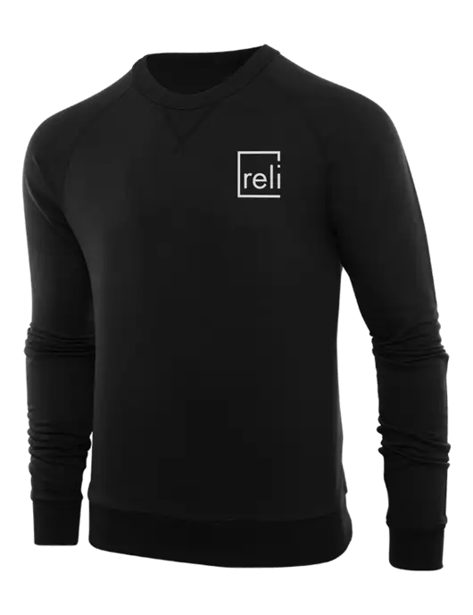 Allmade Deep Black Organic French Terry Crewneck Sweatshirt w/Reli Title Logo