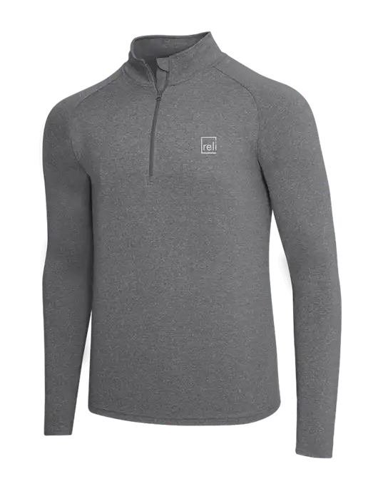 Dark Grey Heather Sport Wick Stretch 1/4 Zip Pullover w/Reli Title Logo