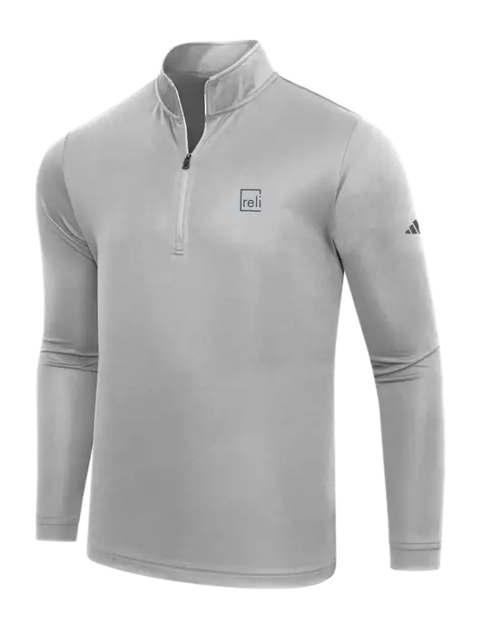 Adidas Medium Grey  Lightweight Quarter Zip Pullover w/Reli Title Logo
