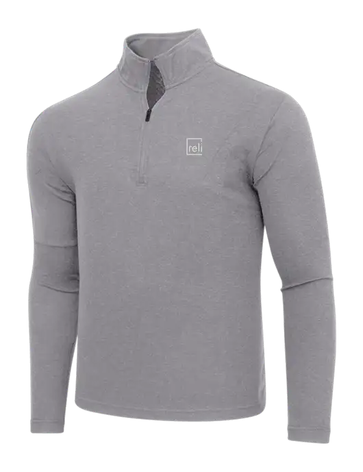 Adidas Medium Grey Melange 3 Stripes Quarter Zip Sweater w/Reli Title Logo