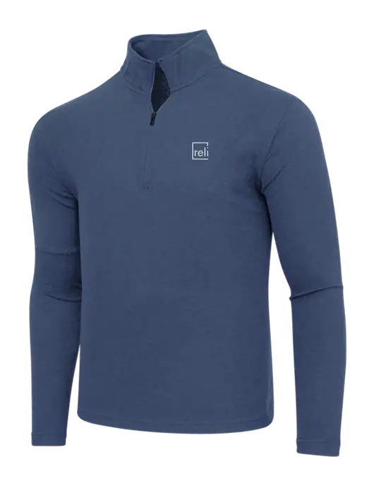 Adidas  Navy  Melange 3 Stripes Quarter Zip Sweater w/Reli Title Logo
