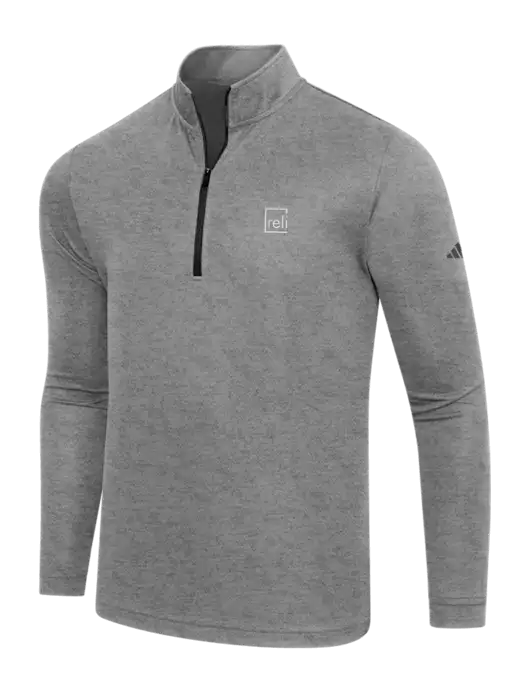 Adidas Black Heather  Lightweight Quarter Zip Pullover w/Reli Title Logo