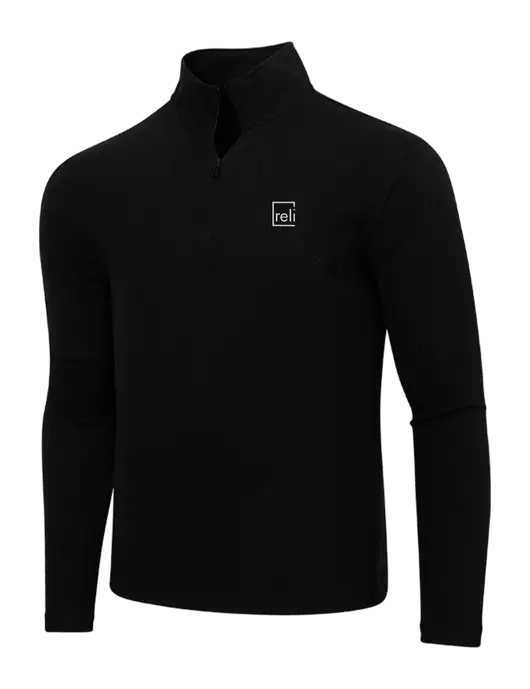 Adidas  Black Melange 3 Stripes Quarter Zip Sweater w/Reli Title Logo