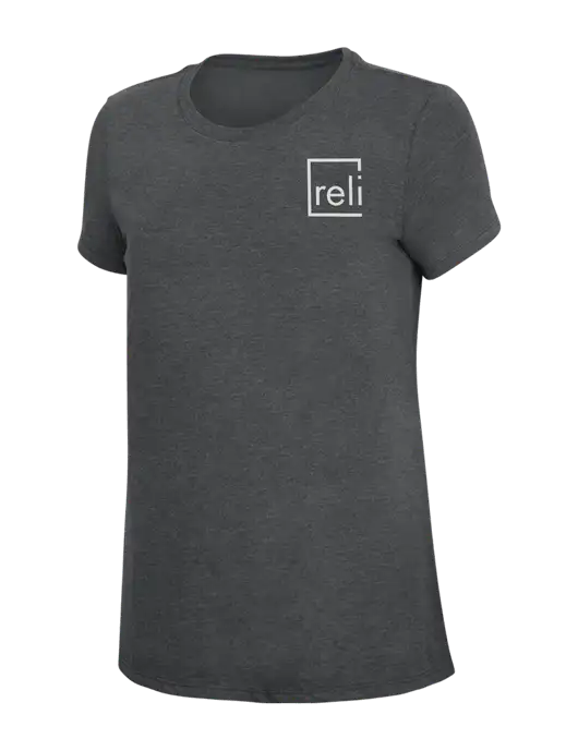Womens Simply Soft Charcoal 4.5oz Poly/Combed Ring Spun Cotton T-Shirt w/Reli Title Logo