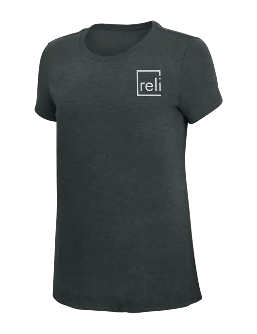 Womens Simply Soft Black Frost 4.5oz Poly/Combed Ring Spun Cotton T-Shirt w/Reli Title Logo