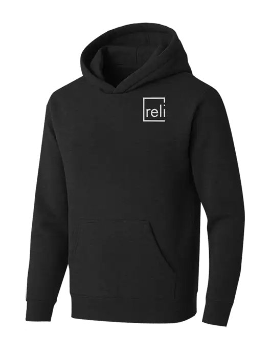 BELLA+CANVAS Black Heather Sponge Fleece Pullover Hoodie w/Reli Title Logo