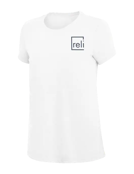 Womens Simply Soft White 4.5oz Poly/Combed Ring Spun Cotton T-Shirt
 w/Reli Title Logo
