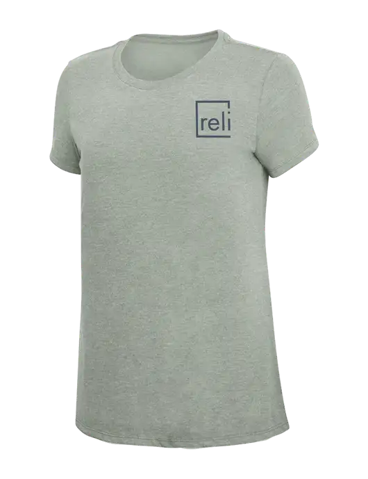 Womens Simply Soft Heathered Light Grey 4.5oz Poly/Combed Ring Spun Cotton T-Shirt w/Reli Title Logo
