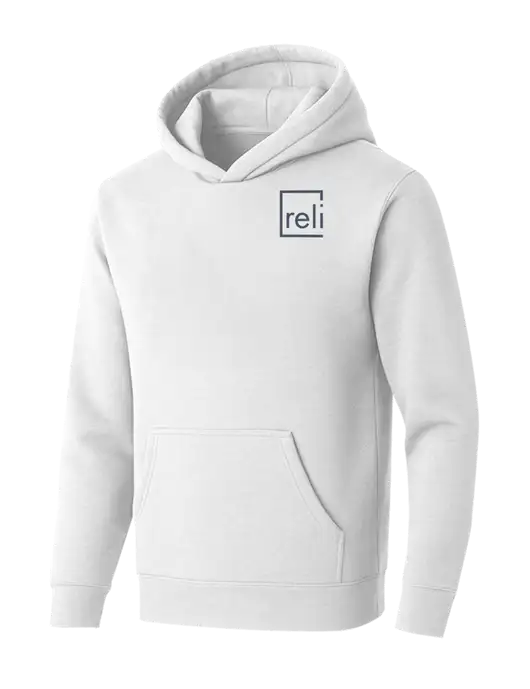 BELLA+CANVAS Heathered White Sponge Fleece Pullover Hoodie w/Reli Title Logo