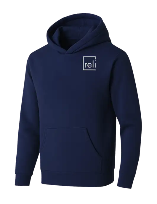 BELLA+CANVAS Navy Sponge Fleece Pullover Hoodie w/Reli Title Logo