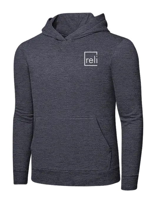Heather Navy 7.8 oz Ring Spun Hooded Sweatshirt w/Reli Title Logo