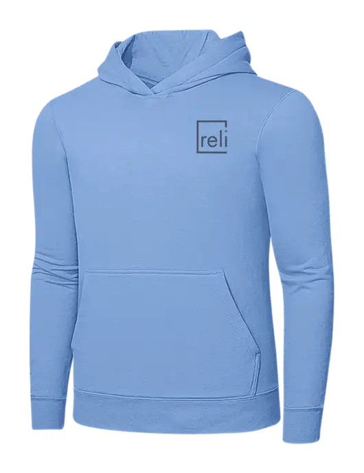 Light Blue 7.8. oz Ring Spun Hooded Sweatshirt w/Reli Title Logo