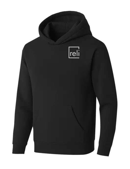 BELLA+CANVAS Black Sponge Fleece Pullover Hoodie w/Reli Title Logo