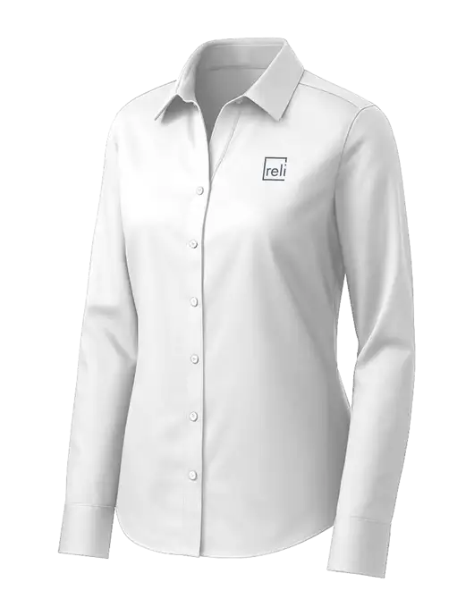 Brooks Brothers Womens White Wrinkle-Free Stretch Pinpoint Shirt w/Reli Title Logo