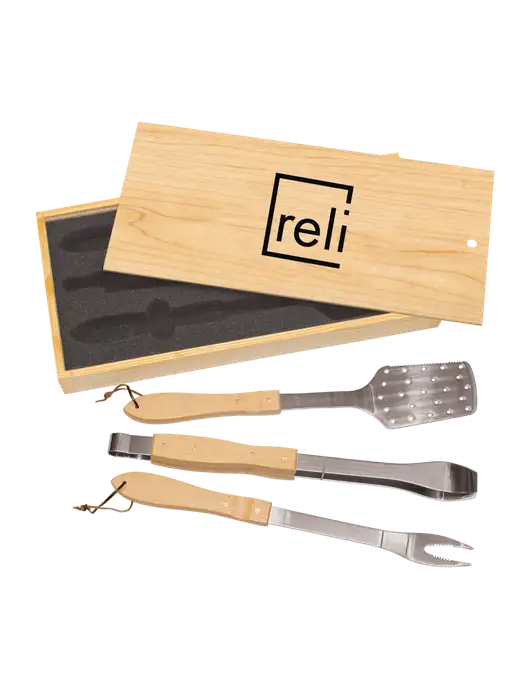 Wood BBQ Gift Set w/Reli Title Logo