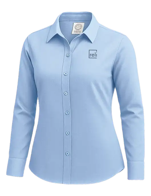 Brooks Brothers Womens Light Blue Wrinkle-Free Stretch Nailhead Shirt w/Reli Title Logo