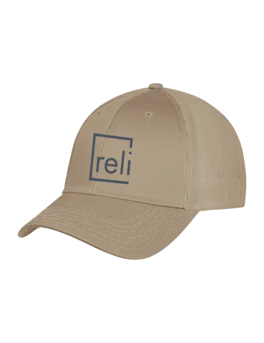 Khaki Mesh Trucker Cap Snap Back w/Reli Title Logo