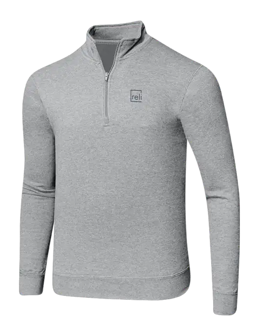 Light Heather Grey 8.5 oz Ring Spun 1/4 Zip Pullover Sweatshirt w/Reli Title Logo