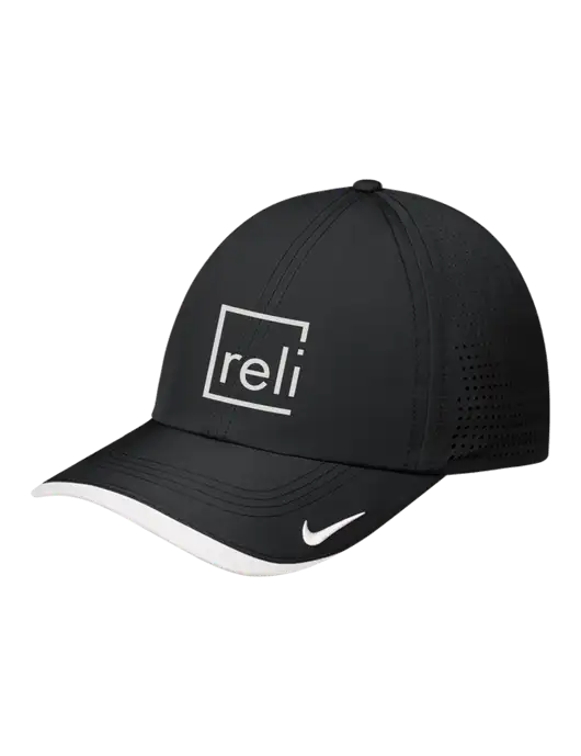 Nike Black/White Dri-FIT Perforated Performance Cap w/Reli Title Logo