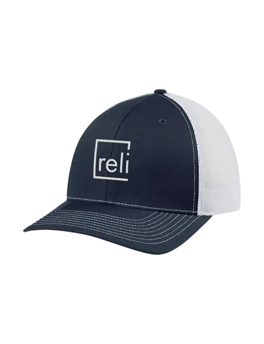 Richardson Adjustable Snapback Original 112 Trucker Cap Navy w/White Mesh w/Reli Title Logo
