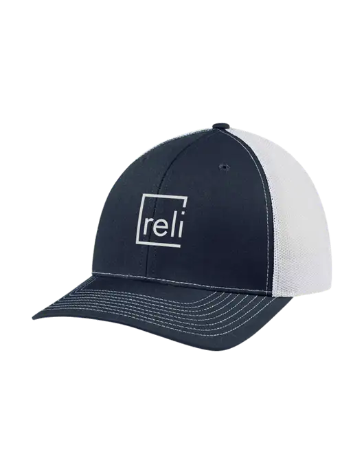 Richardson Adjustable Snapback Original 112 Trucker Cap Navy w/White Mesh w/Reli Title Logo