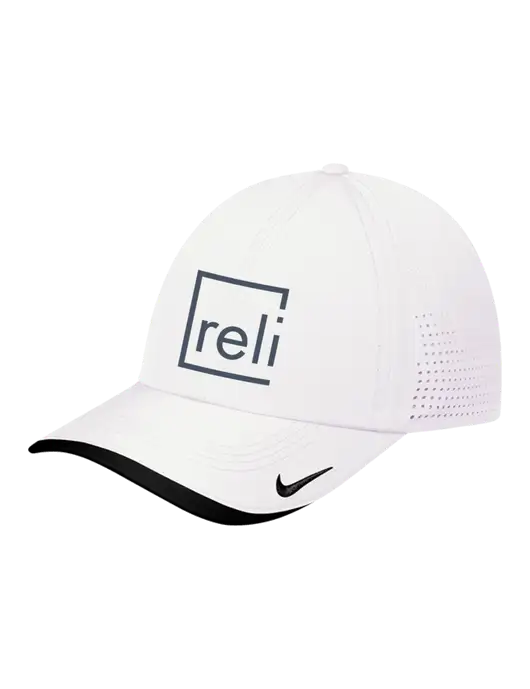 Nike White/Black Dri-FIT Perforated Performance Cap w/Reli Title Logo
