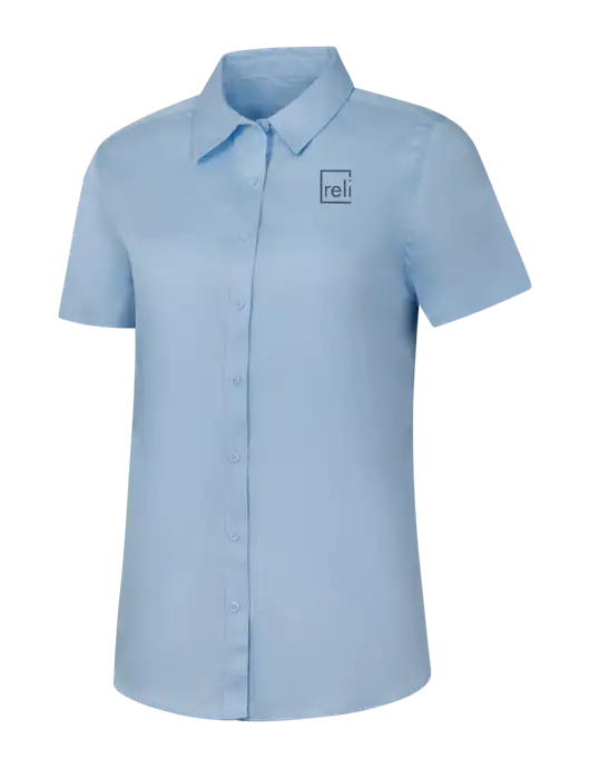 Womens Light Blue Short Sleeve Superpro React Twill Shirt w/Reli Title Logo