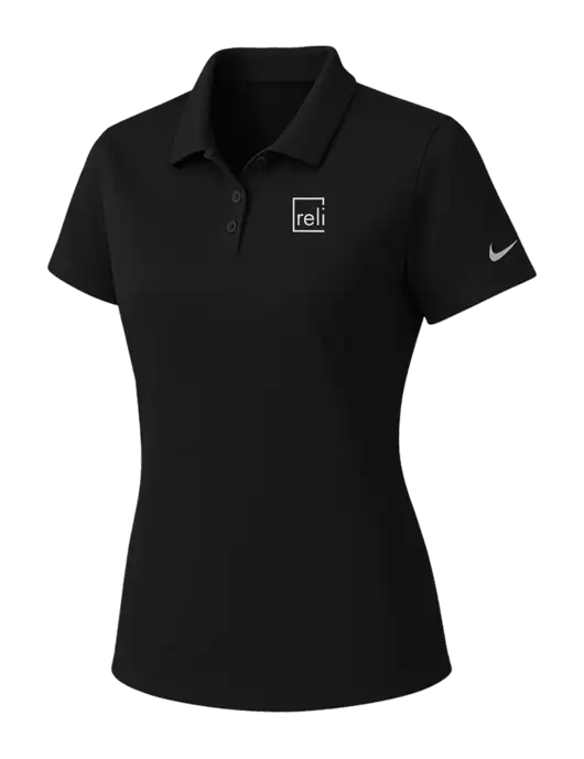 Nike Womens Black Dry Essential Solid Polo w/Reli Title Logo
