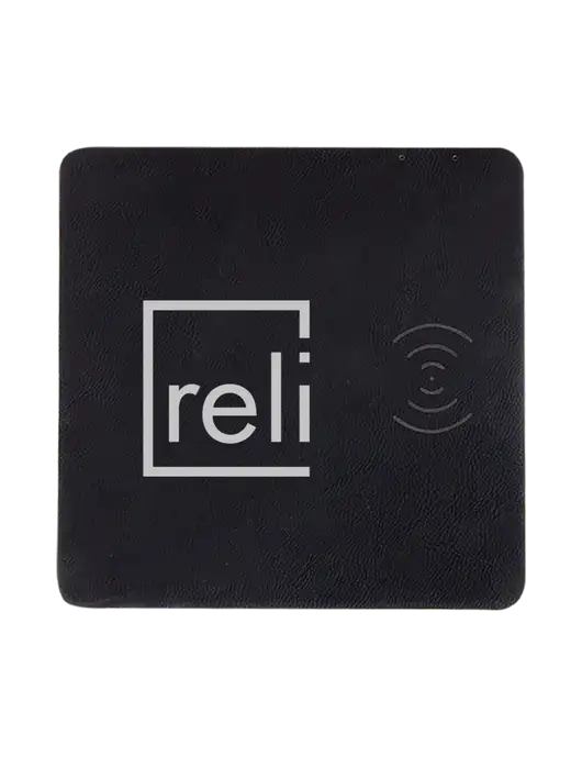 Black Laserable Leatherette Phone Charging Mat w/Reli Title Logo