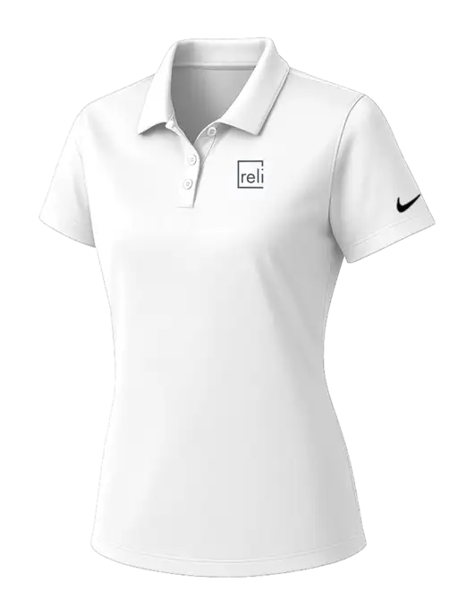 Nike Womens White Dry Essential Solid Polo w/Reli Title Logo