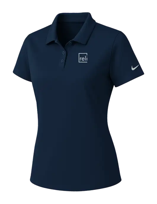 Nike Womens Navy Dry Essential Solid Polo w/Reli Title Logo