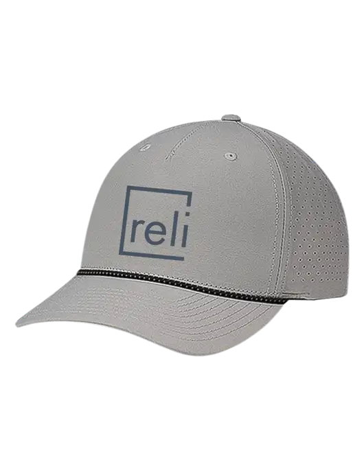 Richardson Laser Perf Performance Light Grey/Black-Grey Rope Cap w/Reli Title Logo