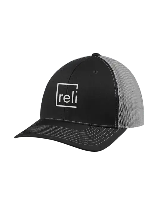 Richardson Adjustable Snapback Original 112 Trucker Cap Black w/Charcoal Mesh w/Reli Title Logo