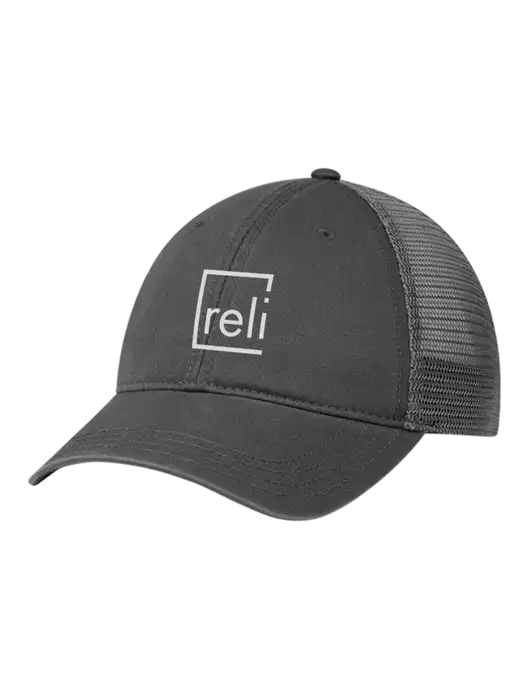 Richardson 111 Garment Washed Trucker Cap Charcoal w/Charcoal Mesh w/Reli Title Logo