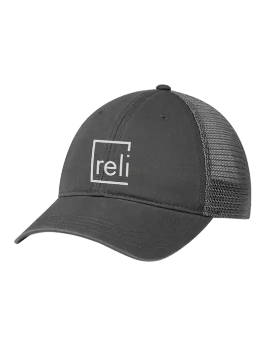 Richardson 111 Garment Washed Trucker Cap Charcoal w/Charcoal Mesh w/Reli Title Logo