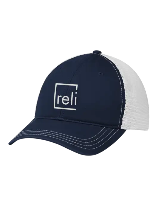 Richardson 111 Garment Washed Trucker Cap Navy w/White Mesh w/Reli Title Logo