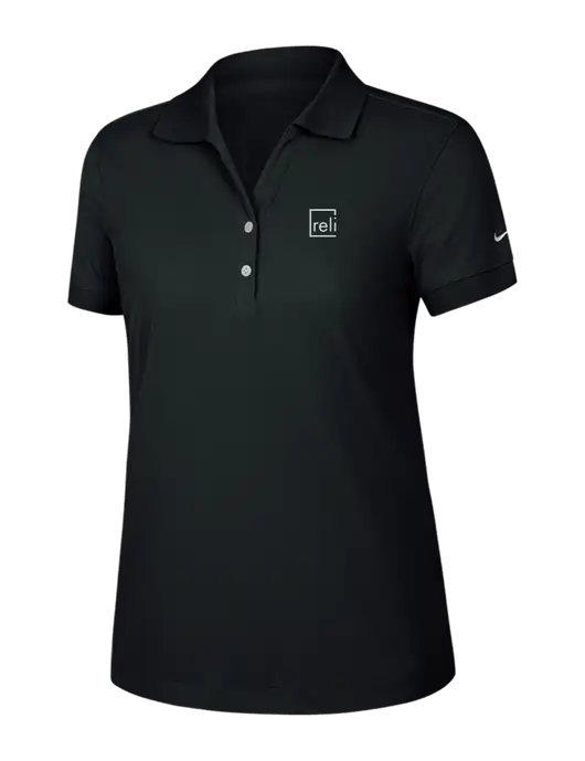 Nike Womens Dri-FIT Classic Black Polo w/Reli Title Logo