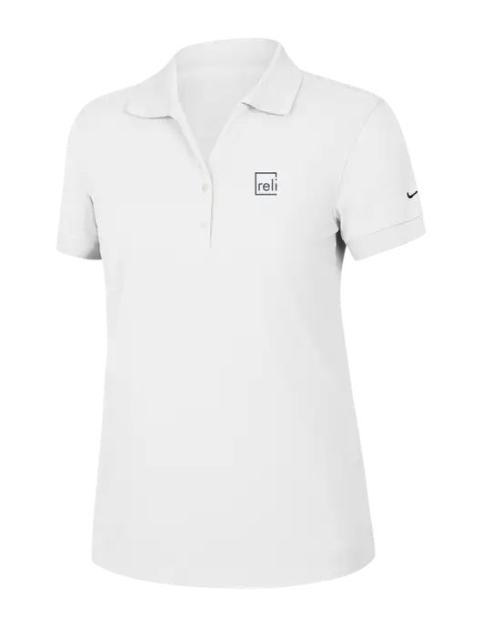 Nike Womens Dri-FIT Classic White Polo w/Reli Title Logo