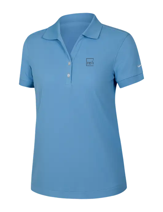 Nike Womens Dri-FIT Classic Light Blue Polo w/Reli Title Logo