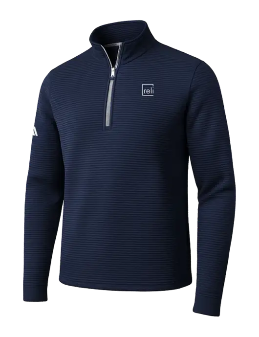 Adidas Navy Spacer Quarter-Zip Pullover w/Reli Title Logo
