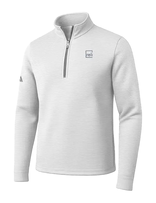 Adidas White Spacer Quarter-Zip Pullover w/Reli Title Logo