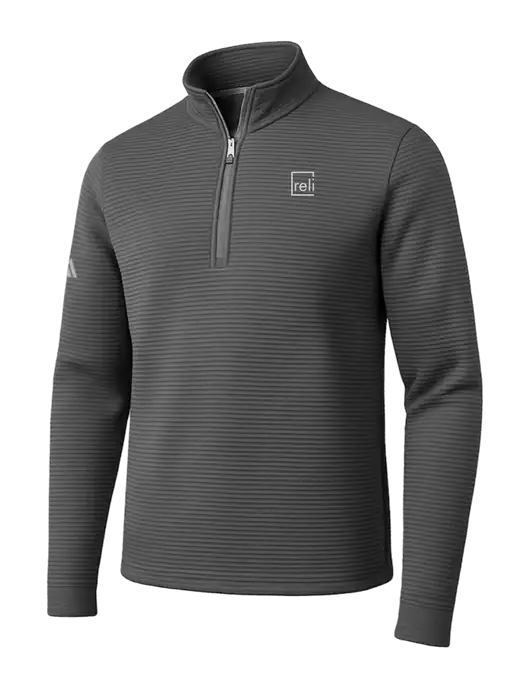 Adidas Medium Grey Spacer Quarter-Zip Pullover w/Reli Title Logo