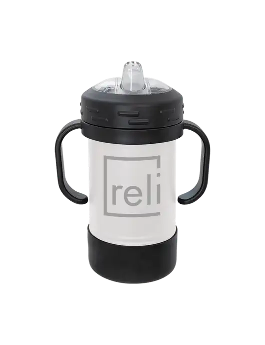 Polar Camel 10 oz Powder Coated White Sippy Cup w/Reli Title Logo