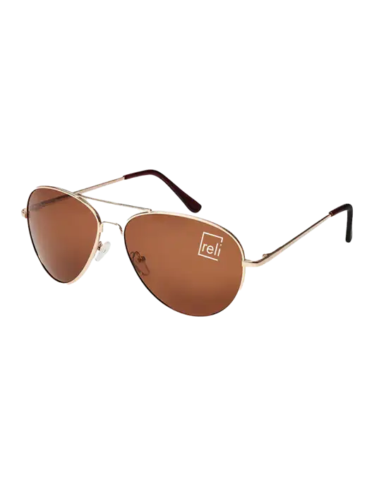 Aviator Coffee Brown with Gold Sunglasses  w/Reli Title Logo