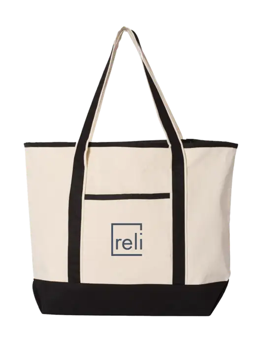 Natural/Black Large Canvas Deluxe Tote w/Reli Title Logo