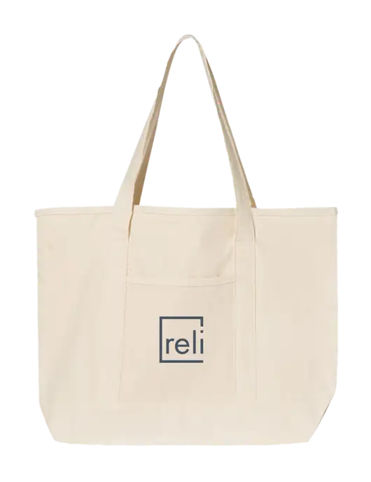 Natural Large Canvas Deluxe Tote w/Reli Title Logo