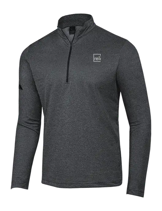 Adidas Black Melange Space Dyed Quarter-Zip Pullover w/Reli Title Logo