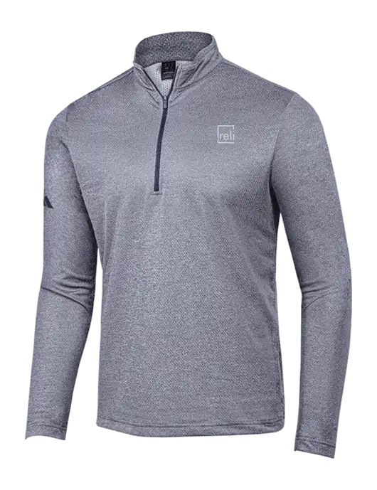 Adidas Navy Melange Space Dyed Quarter-Zip Pullover w/Reli Title Logo