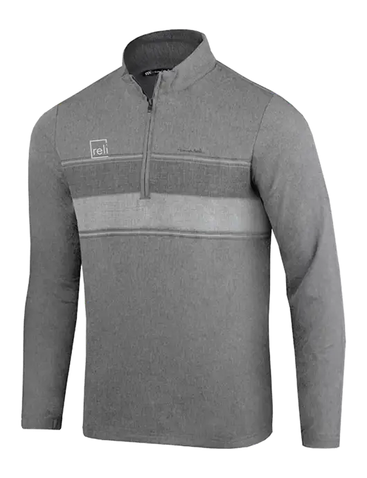 TravisMathew Balboa Chest Stripe Dark Grey Heather Quarter Zip w/Reli Title Logo