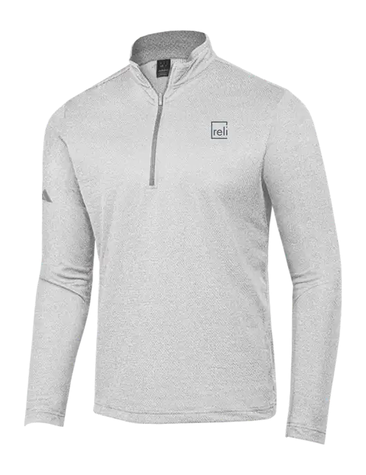 Adidas Light Grey Heather Space Dyed Quarter-Zip Pullover w/Reli Title Logo
